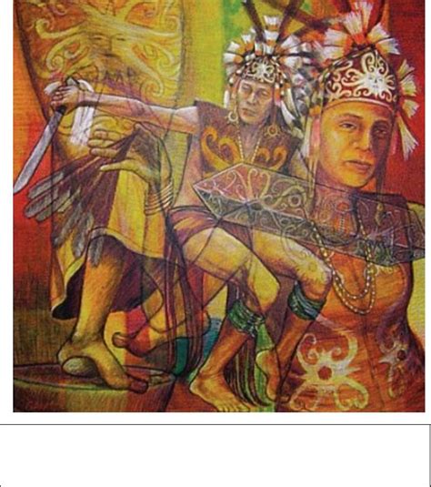 Lukisan dayak dance menggunakan alat  2 Ahmad Gani melukis lukisan dayak dance diatas kanvas dengan cat minyak dan akrilik
